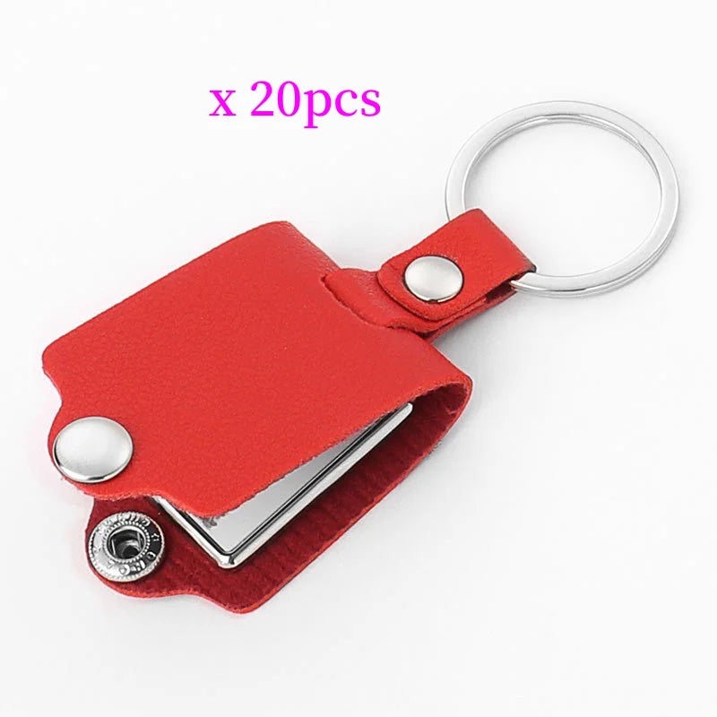 20pcs PU Leather Keychain Sublimation Blank Simple KeyChains Small Gifts With Metal Photo Frame Pendant For Logo Photo Print