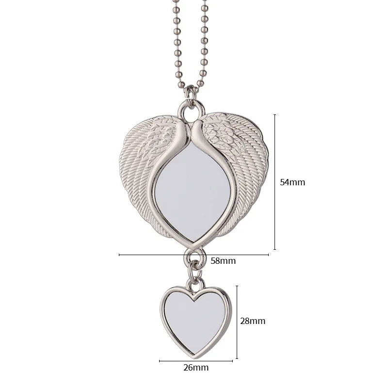 10pcs Sublimation Blank Tree Bell Keychain Bell Shape Pendant Ornaments Angel Wing Pendant For Party Christmas Decoration