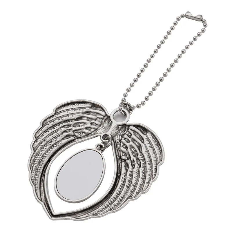 10pcs Sublimation Blank Tree Bell Keychain Bell Shape Pendant Ornaments Angel Wing Pendant For Party Christmas Decoration