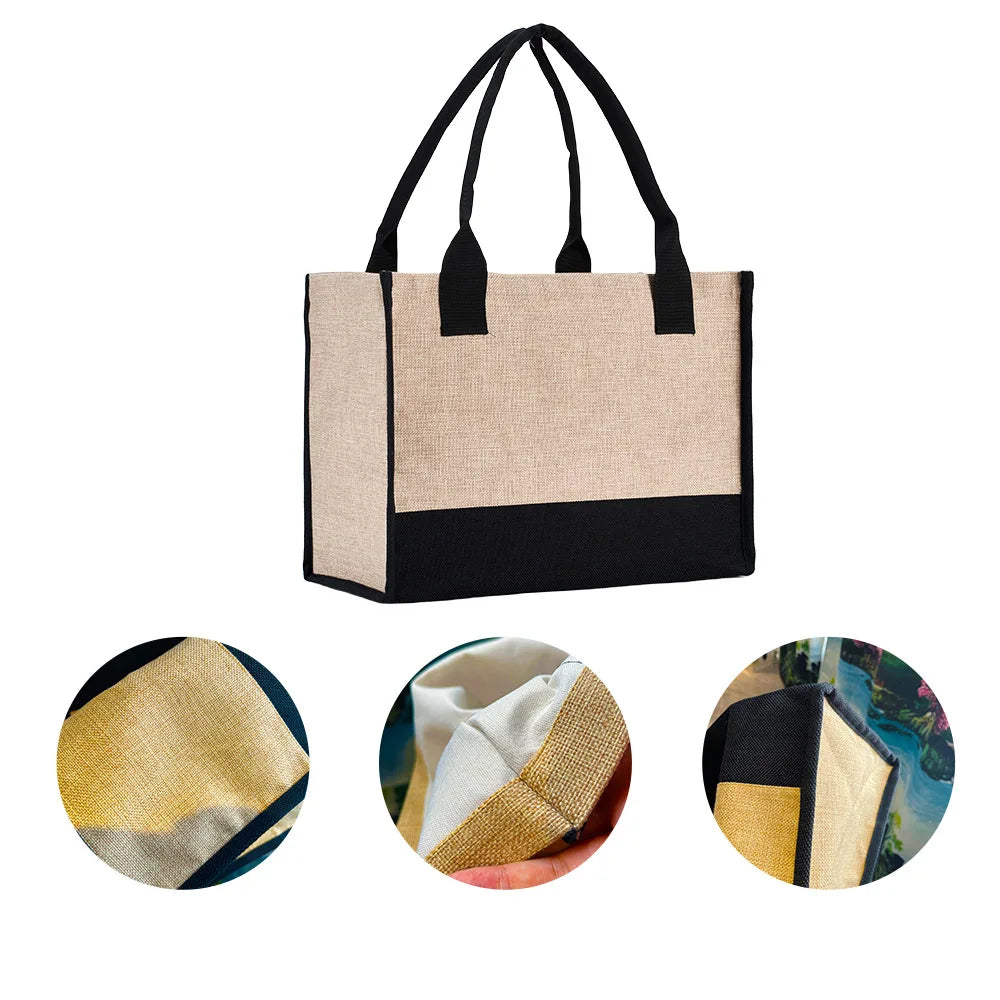 6pcs Sublimation Blank Shopping Bag Fashion Tote Shoulder Bag Storage Handbag Large Capacity Supermarket Shopping Bag For DIY Logo