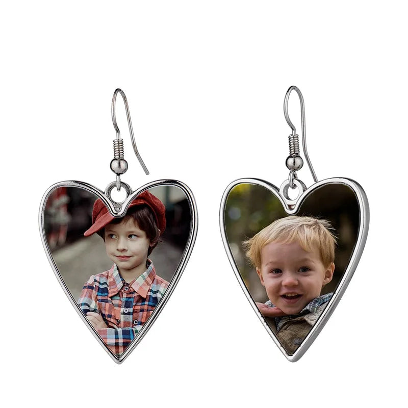 20pcs Sublimation Blank Earring Fashion Heart Earrings Fine Jewelry For Thermal Transfer Print Logo Photo Creative Gift