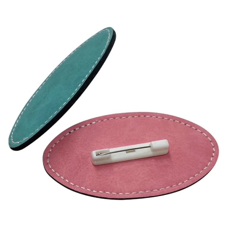10pcs PU Pin Brooches Wedding Bouquet Pin Oval Shape Badge Leather Pin Brooch For Name Photo Printed