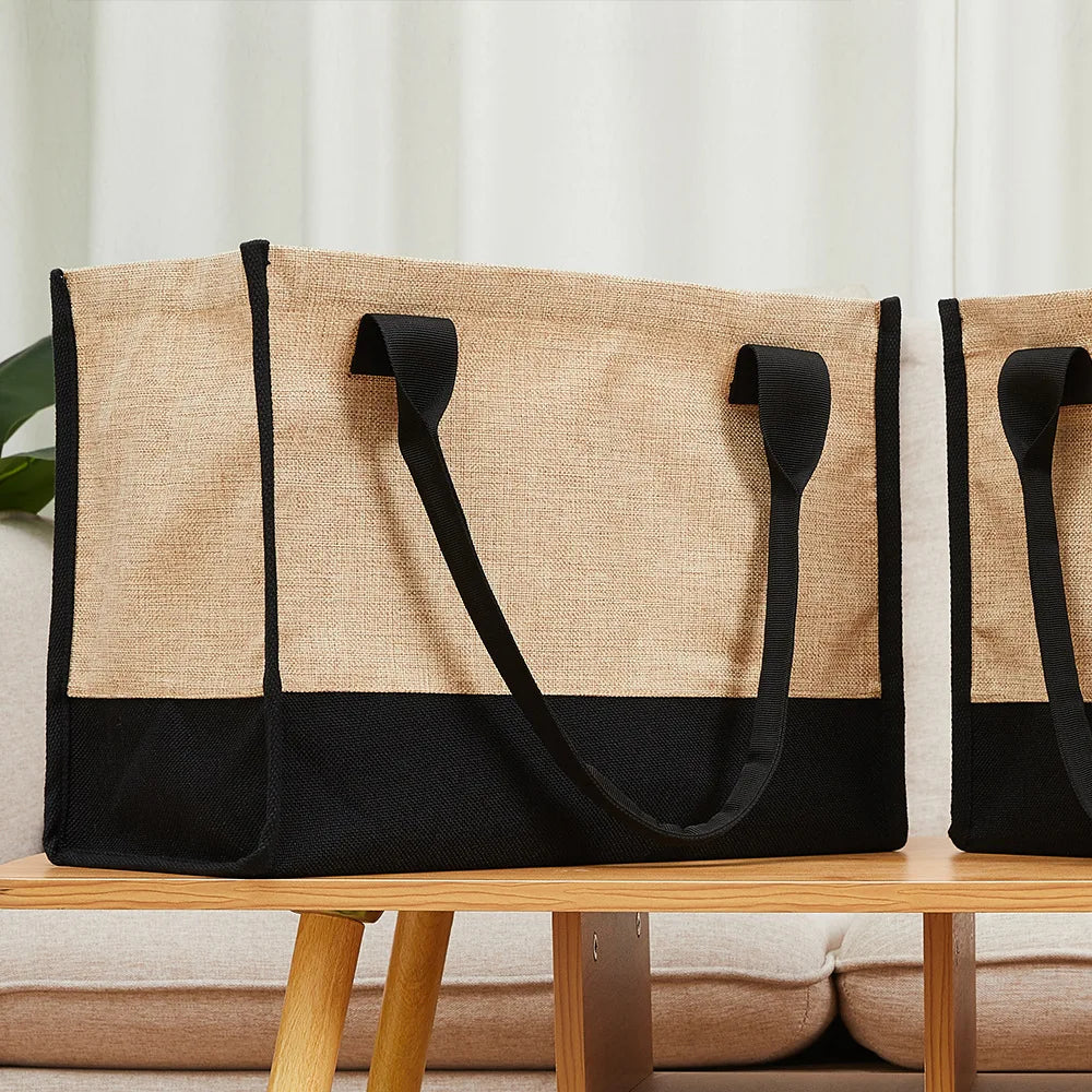6pcs Sublimation Blank Shopping Bag Fashion Tote Shoulder Bag Storage Handbag Large Capacity Supermarket Shopping Bag For DIY Logo