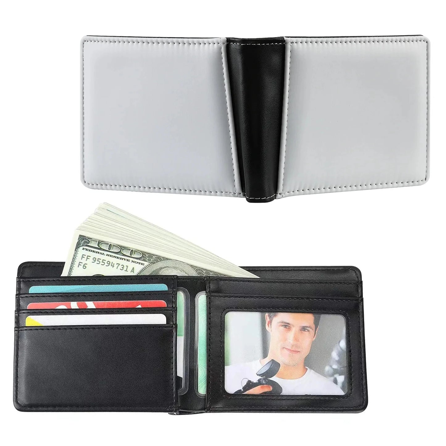 10pcs PU Leather Sublimation Blank Hand Bag Wallet Clip Purse Multi Card Holder with Pocket for Men and Women Gift