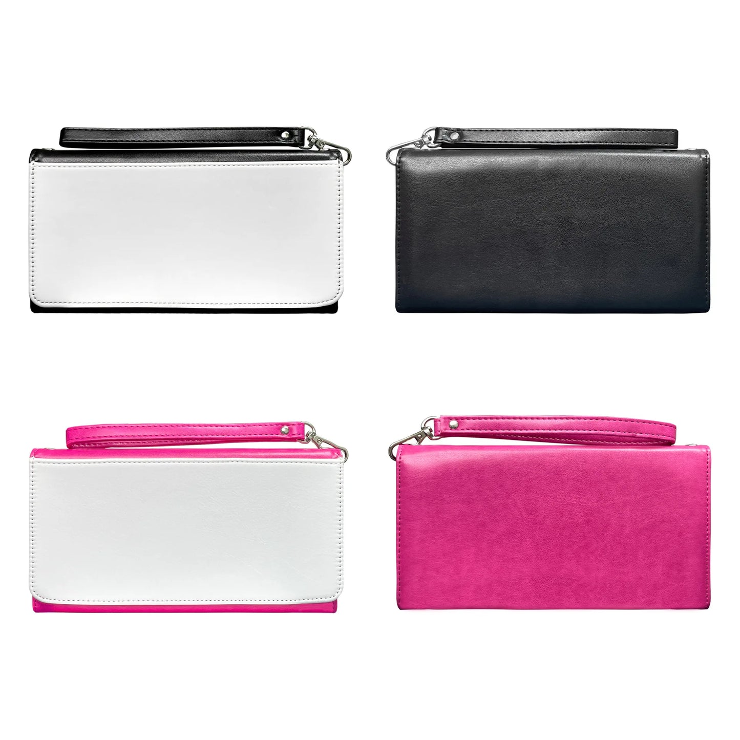 5 Pieces Sublimation Blank Women Pink Long Wallet Fashion Ladies PU Leather Wallets Large Capacity Buckle Leather Clutch Wallet