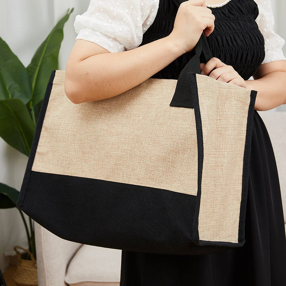 6pcs Sublimation Blank Shopping Bag Fashion Tote Shoulder Bag Storage Handbag Large Capacity Supermarket Shopping Bag For DIY Logo