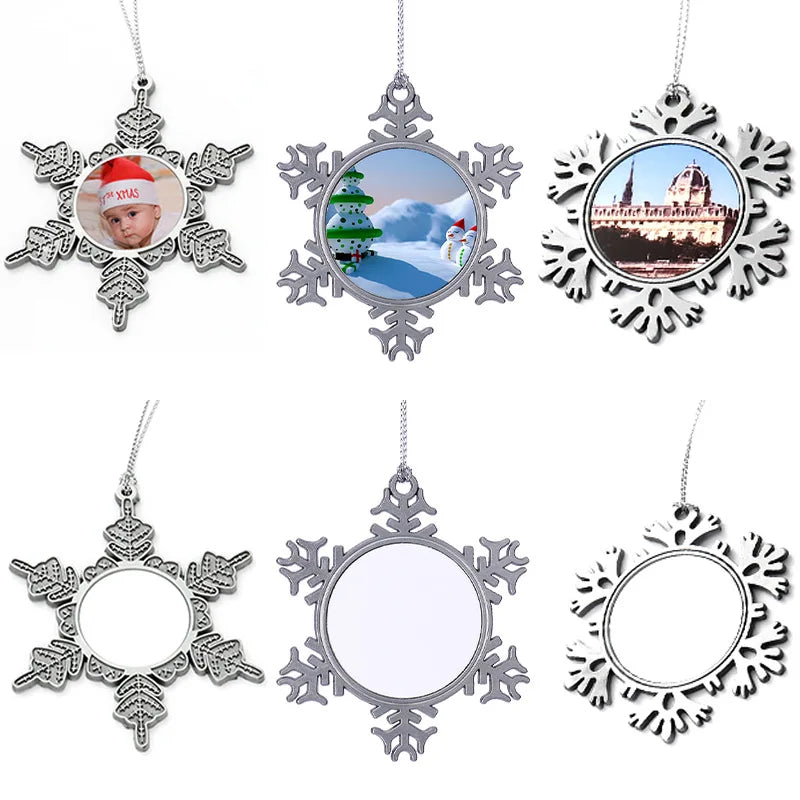 10pcs Sublimation Blank Christmas Pendant Heat Transfer Snowflake Christmas Ornaments Xmas For Christmas Tree Decoration Gift