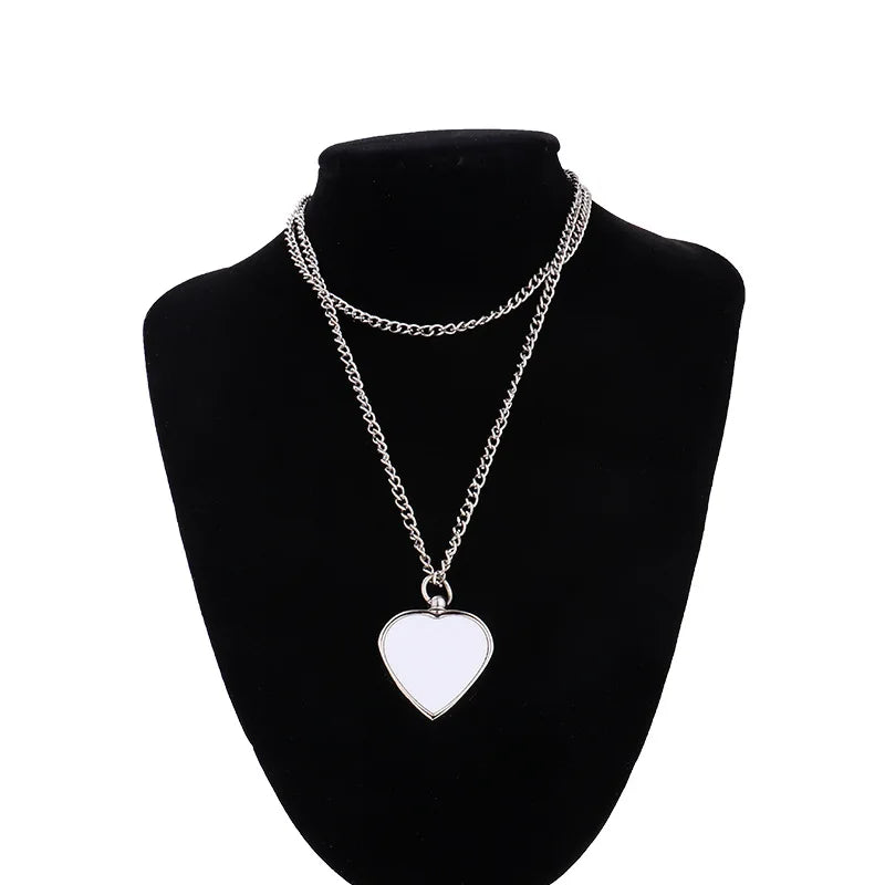 10pcs/lot Love Heart Pendant Necklace For Women Girls Gift Sublimation Blank Necklaces For Custom Anniversary Birthday Gifts