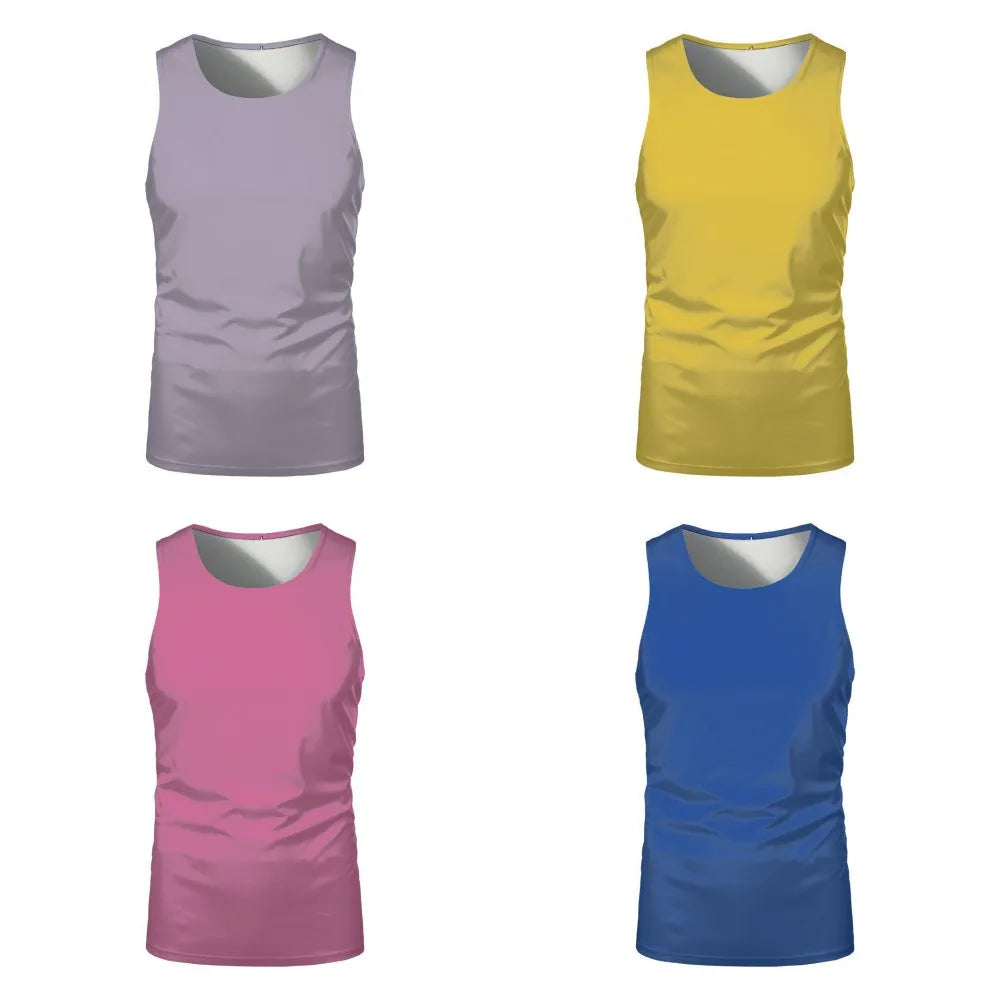 Summer Sleeveless Tshirts 100% Polyester Running Underwaist Tee Tops Heat Transfer Print Blanks Streetwear T-shirts