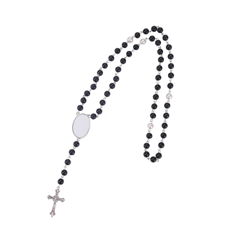 20pcs Rosary Necklace Sublimation Blanks Candy Color Beads Necklace Jewelry Creative Gift For Customize Valentine's Day Birthday etc.