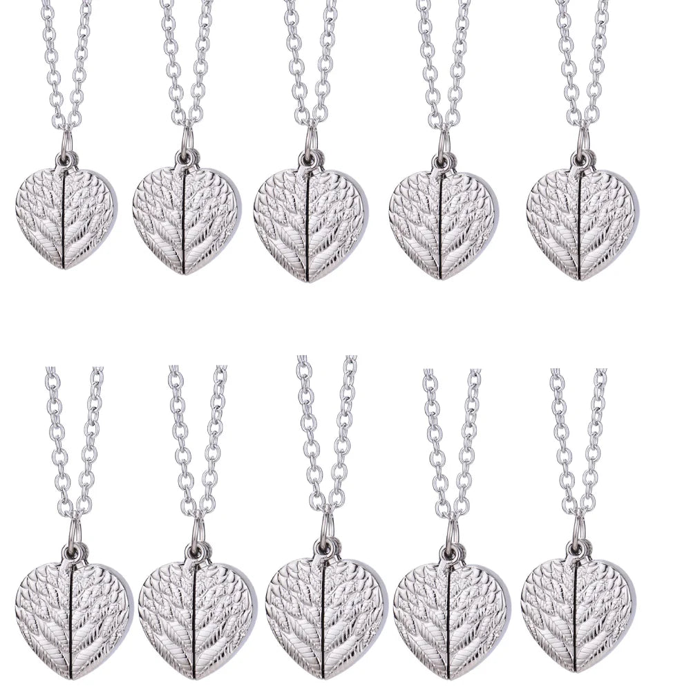 10pcs Wing Heart Pendant Necklace Sublimation Blanks Fashion Jewelry For Custom Creative Anniversary Valentine's Day Gifts