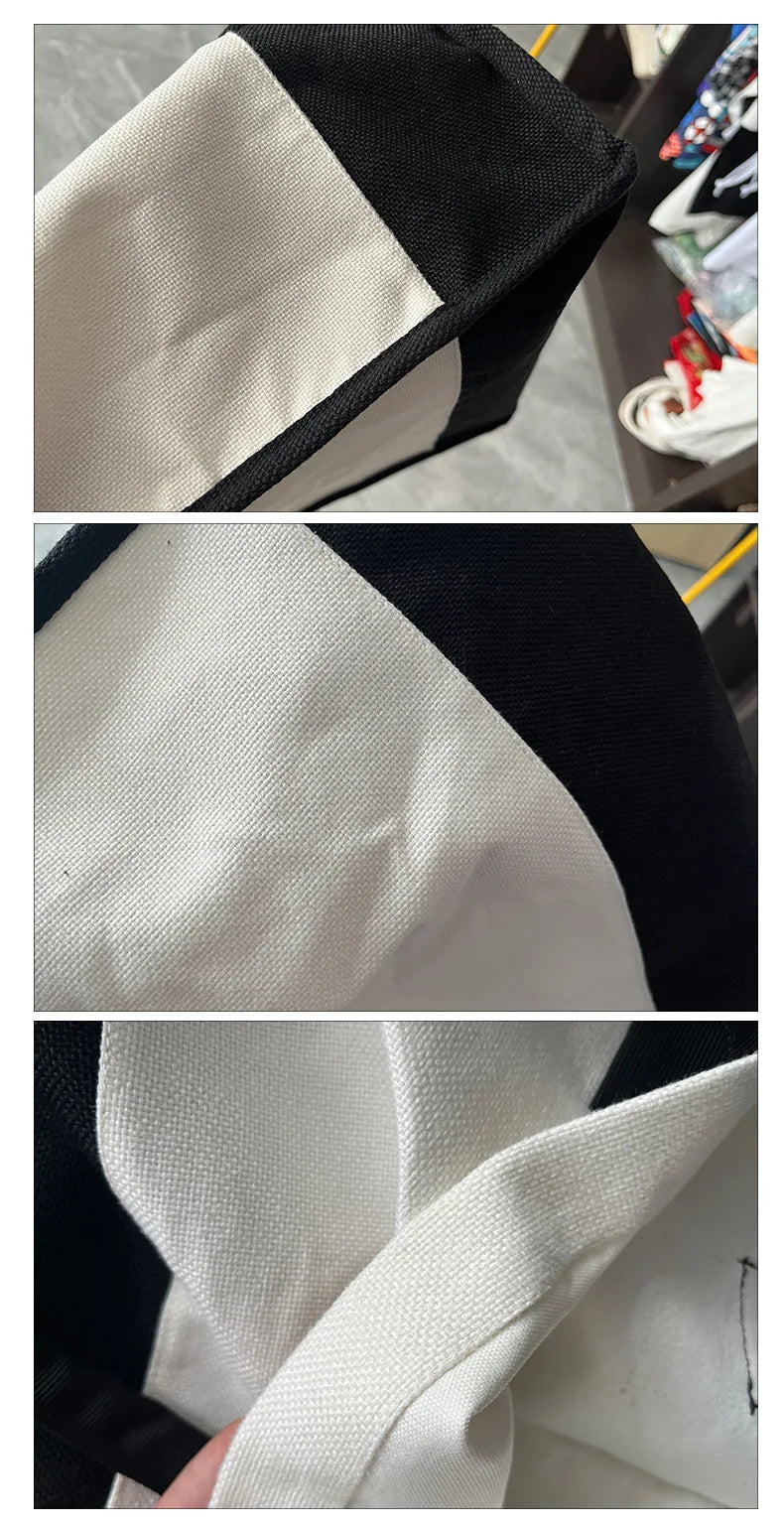 5pcs New Outdoor Handbag Sublimation Blank Purchase Shoulder Bag 380Gram Cotton and Linen Black Bottom Travel Storage Bag