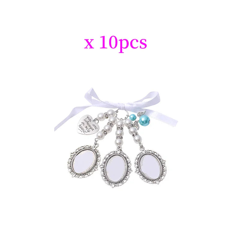 10pcs Bow Shape Pin Brooches 1-3 Oval Insert Pendants Badges Sublimation Metal Wedding Bouquet Brooches For DIY Print Logo Photo