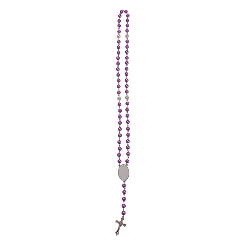20pcs Rosary Necklace Sublimation Blanks Candy Color Beads Necklace Jewelry Creative Gift For Customize Valentine's Day Birthday etc.
