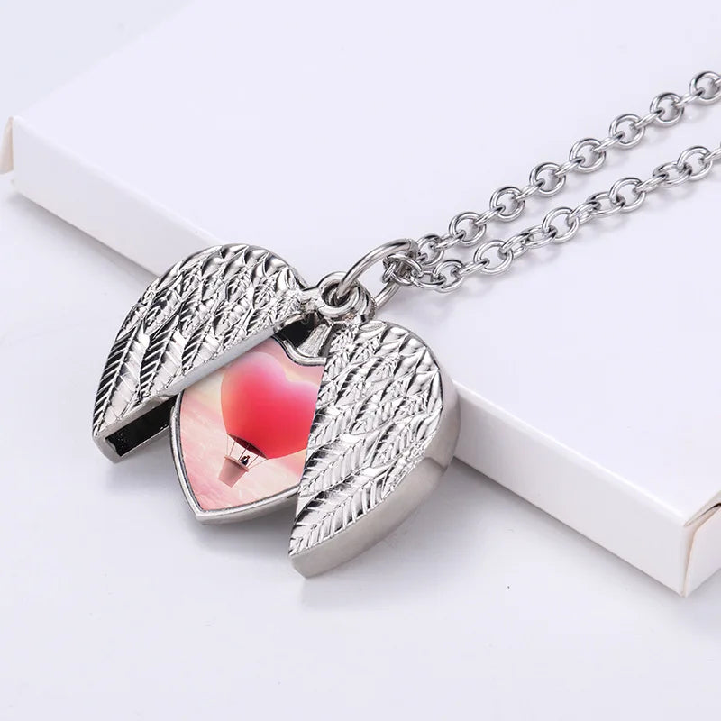 10pcs Wing Heart Pendant Necklace Sublimation Blanks Fashion Jewelry For Custom Creative Anniversary Valentine's Day Gifts