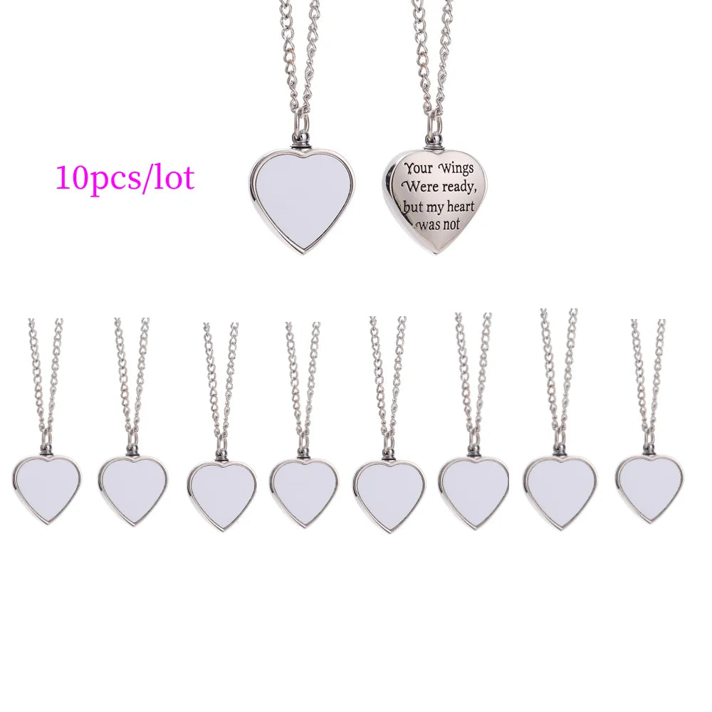 10pcs/lot Love Heart Pendant Necklace For Women Girls Gift Sublimation Blank Necklaces For Custom Anniversary Birthday Gifts