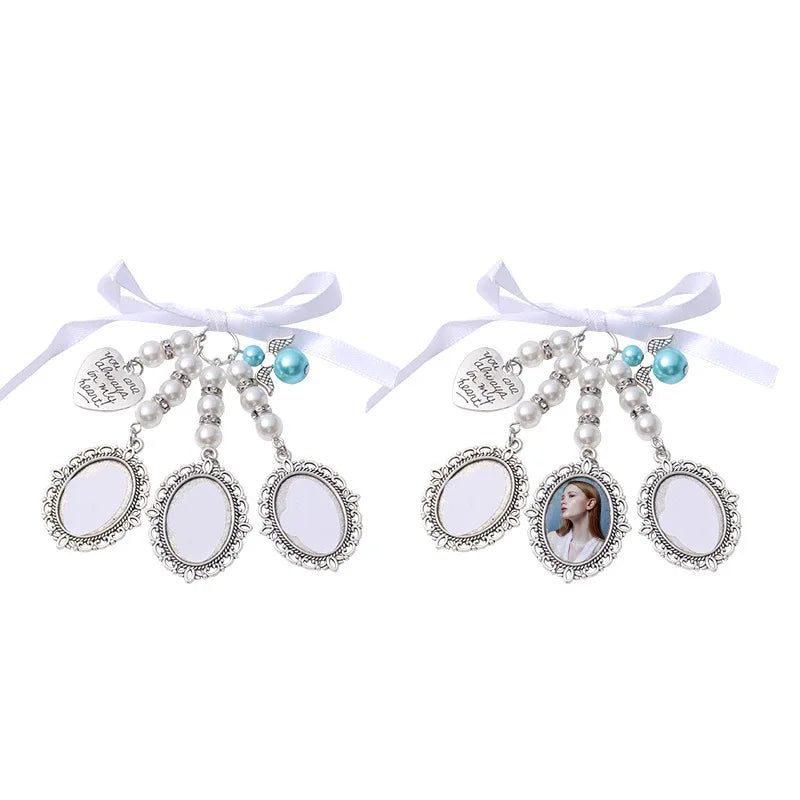 10pcs Bow Shape Pin Brooches 1-3 Oval Insert Pendants Badges Sublimation Metal Wedding Bouquet Brooches For DIY Print Logo Photo