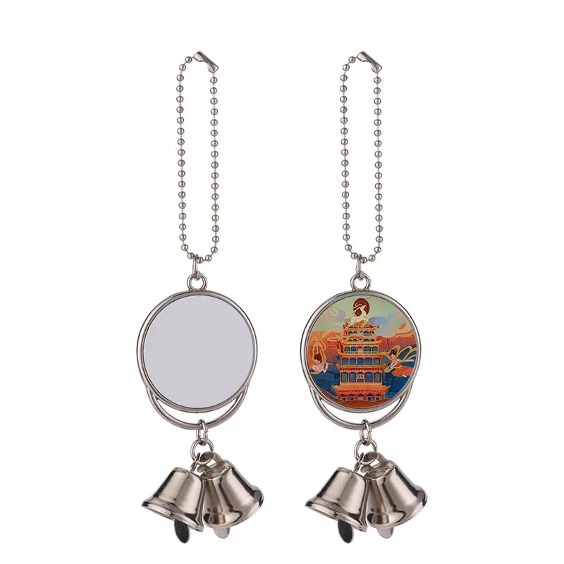 10pcs Sublimation Blank Tree Bell Keychain Bell Shape Pendant Ornaments Angel Wing Pendant For Party Christmas Decoration