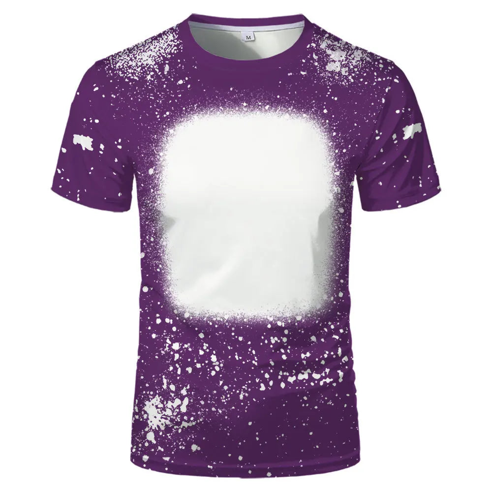 Polyester Tie-dye T-shirts Hip Hop Round Neck Short-Sleeve Sublimation Blank Top Tees for DIY Photo Or Logo