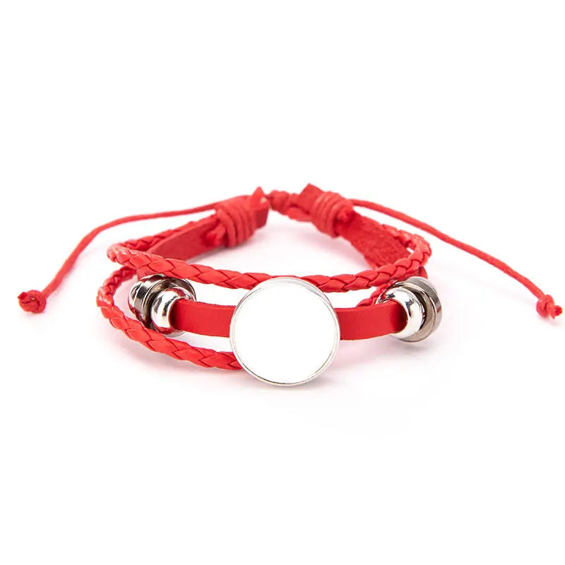 10pcs Fashion Woven Leather Rope Bracelets Sublimation Blanks Bracelet Jewelry Gifts For Birthday Valentines Day's Gift