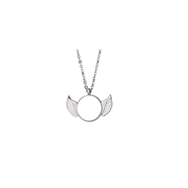 10pcs Angle Wing Pendant Necklace Sublimation Necklaces Heart Pendants Jewelry For Custom Anniversary&Valentine's Day Gift