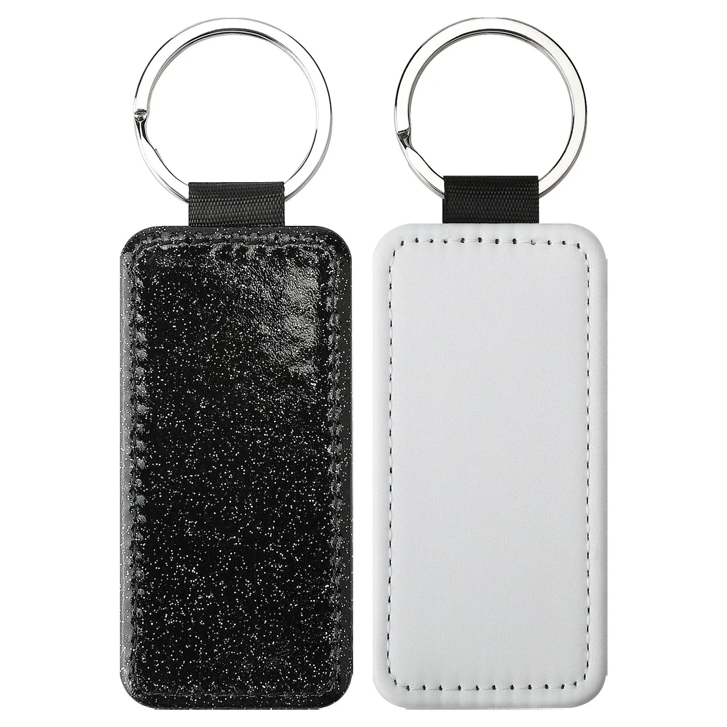 20pcs Sequin Keychain Sublimation Round&Heart&Squre Shapes PU Keychains Keyring DIY Craft Gift for Women Car Bag Accessaries