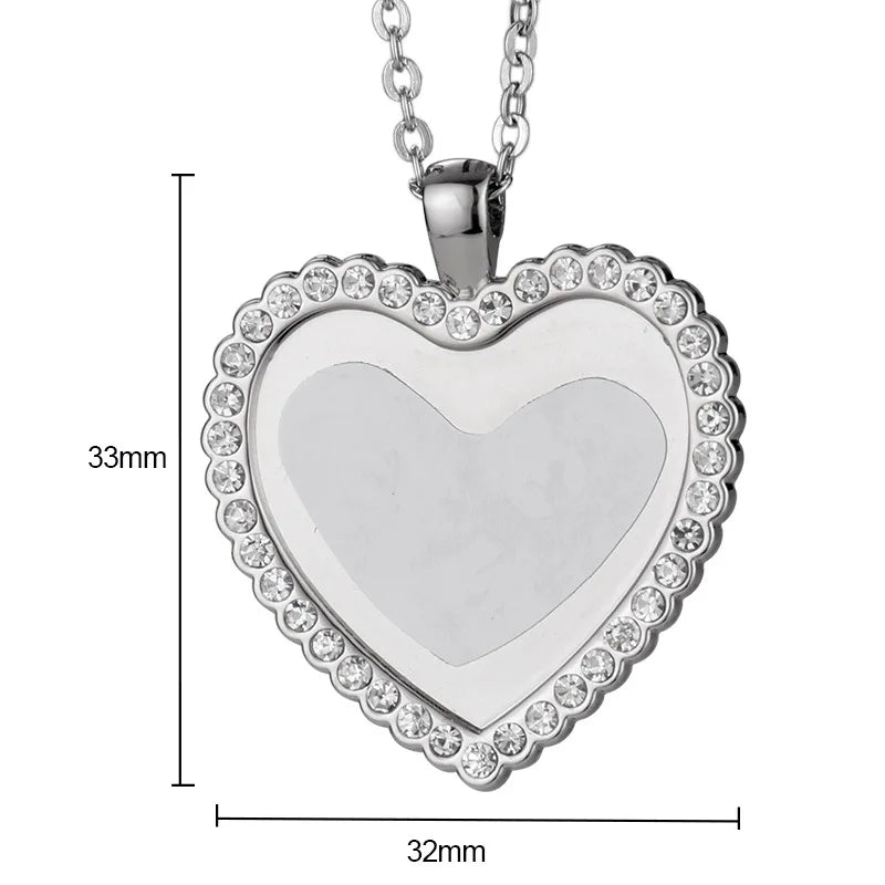 10pcs Heart Rhinestones Pendant Necklace Sublimation Blanks Fine Jewelry For Custom Birthday Valentine's Day Gifts