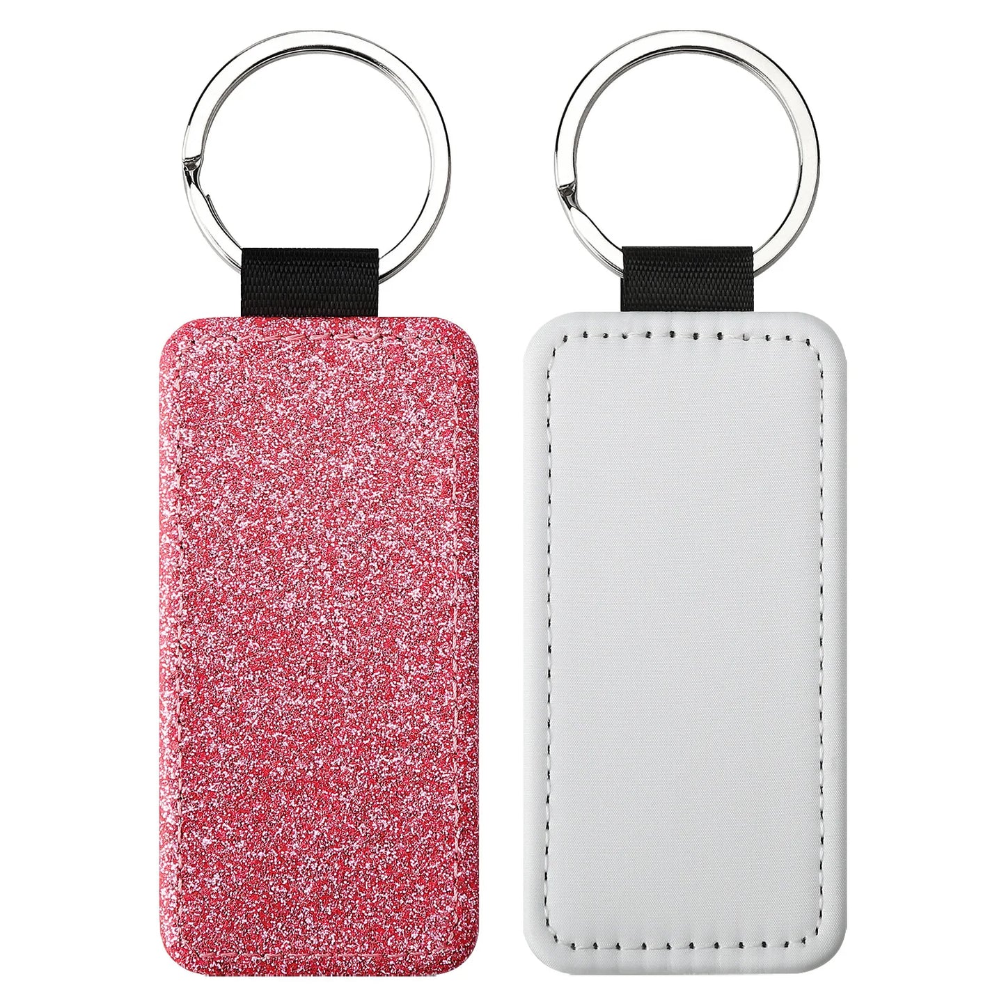20pcs Sequin Keychain Sublimation Round&Heart&Squre Shapes PU Keychains Keyring DIY Craft Gift for Women Car Bag Accessaries