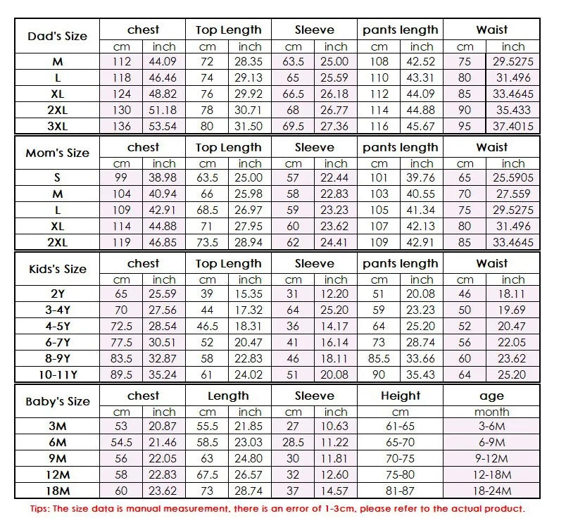 New Xmas Matching Family Outfits Sublimation Blank Tee Shirts Matching Outfits Pajamas Set Mom Dad Kids Sleepwear For DIY Print
