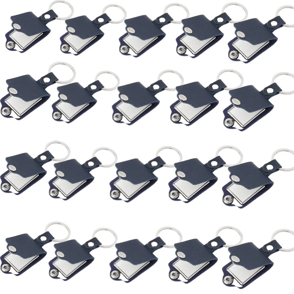 20pcs PU Leather Keychain Sublimation Blank Simple KeyChains Small Gifts With Metal Photo Frame Pendant For Logo Photo Print