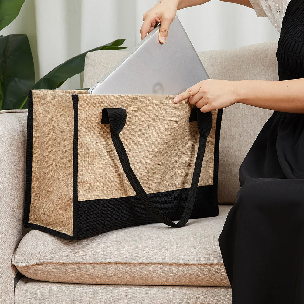 6pcs Sublimation Blank Shopping Bag Fashion Tote Shoulder Bag Storage Handbag Large Capacity Supermarket Shopping Bag For DIY Logo