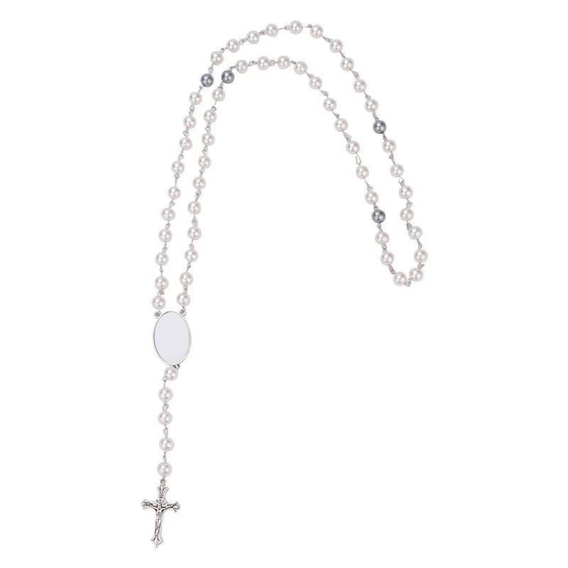 20pcs Rosary Necklace Sublimation Blanks Candy Color Beads Necklace Jewelry Creative Gift For Customize Valentine's Day Birthday etc.