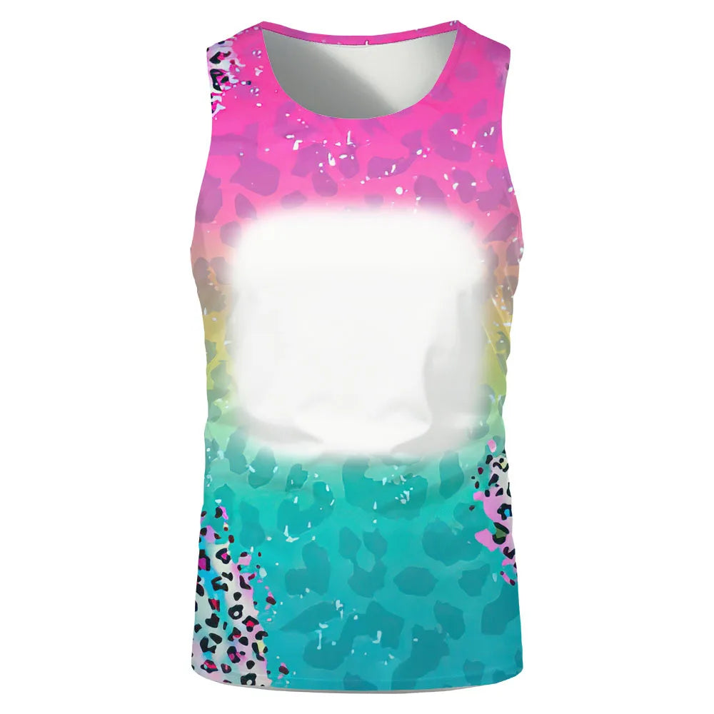 Summer Sleeveless Tops Sublimation Blanks Streetwear T-shirts Running Underwaist Tee Tops for Thermal Transfer Print Logo