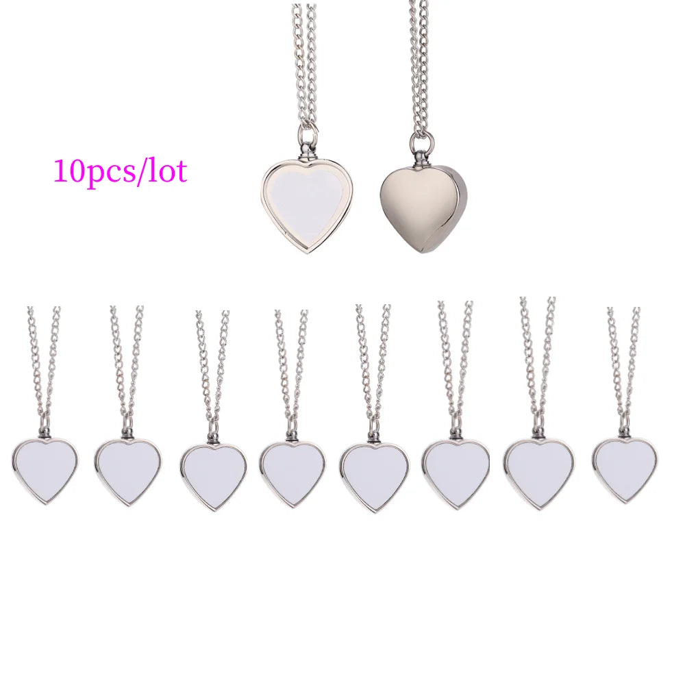 10pcs/lot Love Heart Pendant Necklace For Women Girls Gift Sublimation Blank Necklaces For Custom Anniversary Birthday Gifts