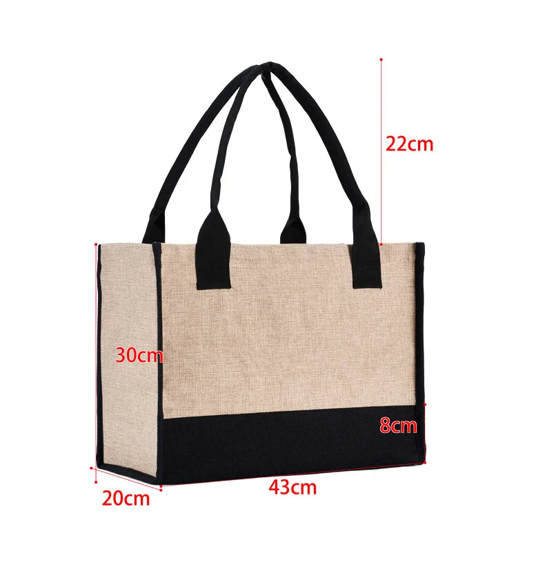 6pcs Sublimation Blank Shopping Bag Fashion Tote Shoulder Bag Storage Handbag Large Capacity Supermarket Shopping Bag For DIY Logo