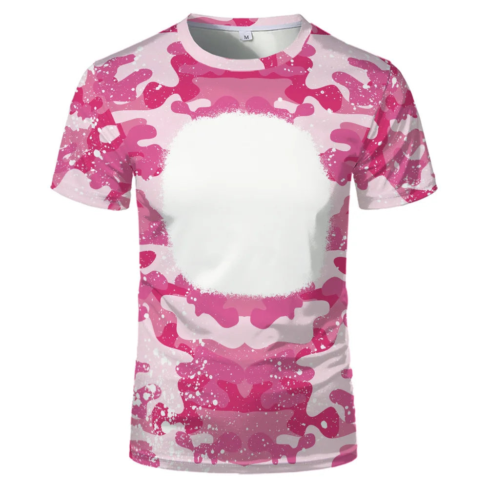 2023 Hot Sell Sublimation Blank Colorful Faux Bleached Polyester T-shirts Man Women Kids Casual Short Sleeve Summer Tops Tee