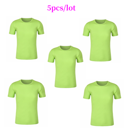 5pcs Quick Dry Clothes Sublimation Mesh Plain Sports T-shirt Adults Polyester Tee Tops For Heat Transfer Print