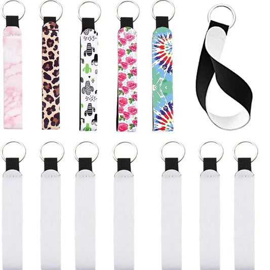 30pcs Neoprene Wristbind Keychain Sublimation Bag Decoration Accessory Blank Keychain For Heat Transfer Print Logo Image