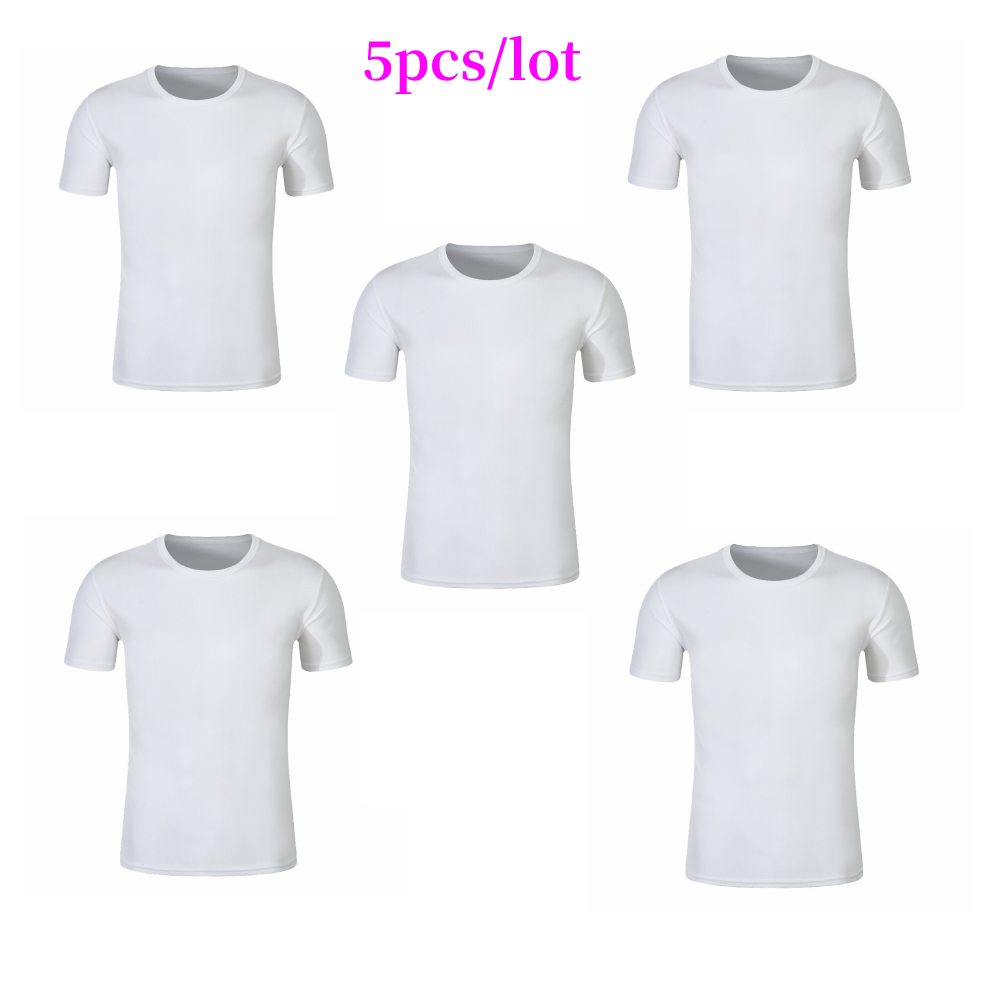 5pcs Quick Dry Clothes Sublimation Mesh Plain Sports T-shirt Adults Polyester Tee Tops For Heat Transfer Print