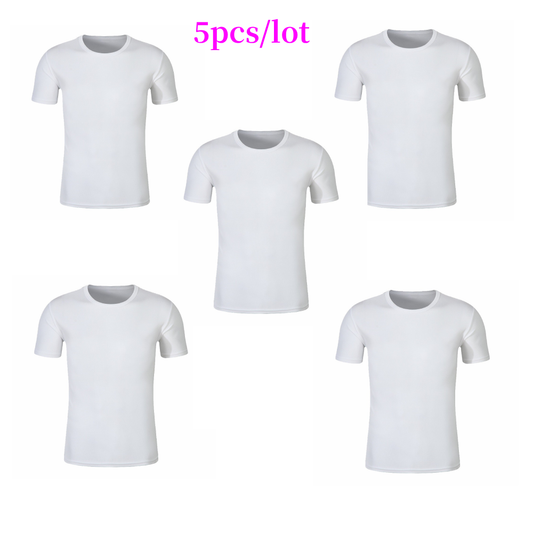 5pcs Quick Dry Clothes Sublimation Mesh Plain Sports T-shirt Adults Polyester Tee Tops For Heat Transfer Print