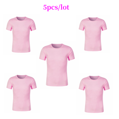 5pcs Quick Dry Clothes Sublimation Mesh Plain Sports T-shirt Adults Polyester Tee Tops For Heat Transfer Print