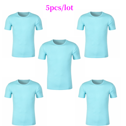 5pcs Quick Dry Clothes Sublimation Mesh Plain Sports T-shirt Adults Polyester Tee Tops For Heat Transfer Print
