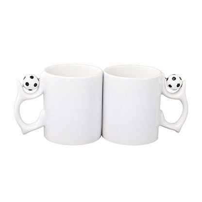SCCFMM 3 Pack 11 oz Sublimation Blank Ceramic Coffee Mugs With Football Handle Beer Mugs Diy Heat Transfer Print Gift For Birthday Christmas Valentine's Day Anniversary Present Ideas