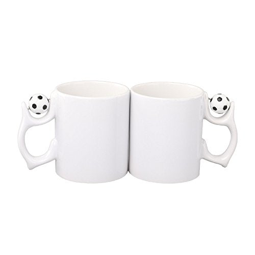 SCCFMM 3 Pack 11 oz Sublimation Blank Ceramic Coffee Mugs With Football Handle Beer Mugs Diy Heat Transfer Print Gift For Birthday Christmas Valentine's Day Anniversary Present Ideas