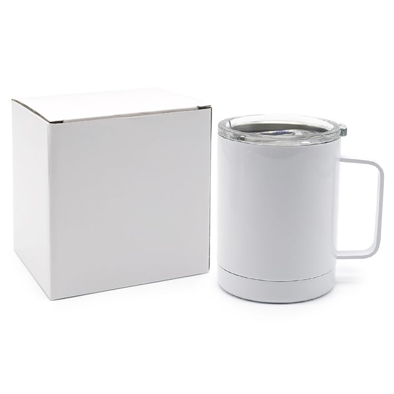 4 Pcs Sublimation Blank Skinny Tumbler 12 OZ With Handle DIY Heat Transfer Print Double Wall Stainless Steel Coffee Straight Mug with Sliding Lid
