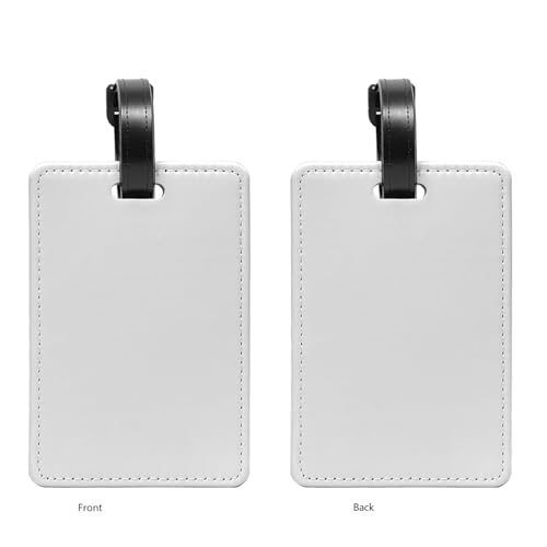 50pcs Sublimation Blanks PU Leather Luggage Tags with Strap, DIY Heat Transfer Color Sequin White Backpack Travel Bag Baggage Tags Rectangle Name ID Card Label Tag for Luggage Suitcase (White)