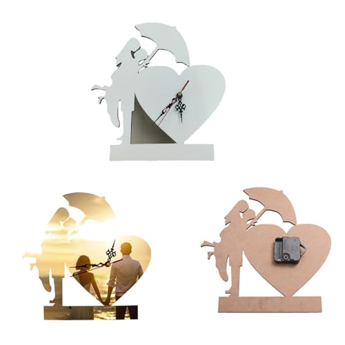 3 Pcs Sublimation Blank Wall Clock MDF Heart Shape Sublimation Print DIY Heat Transfer Wall Clocks Silent Non Ticking Battery Operated Decorative for Home Kitchen Office Hotel