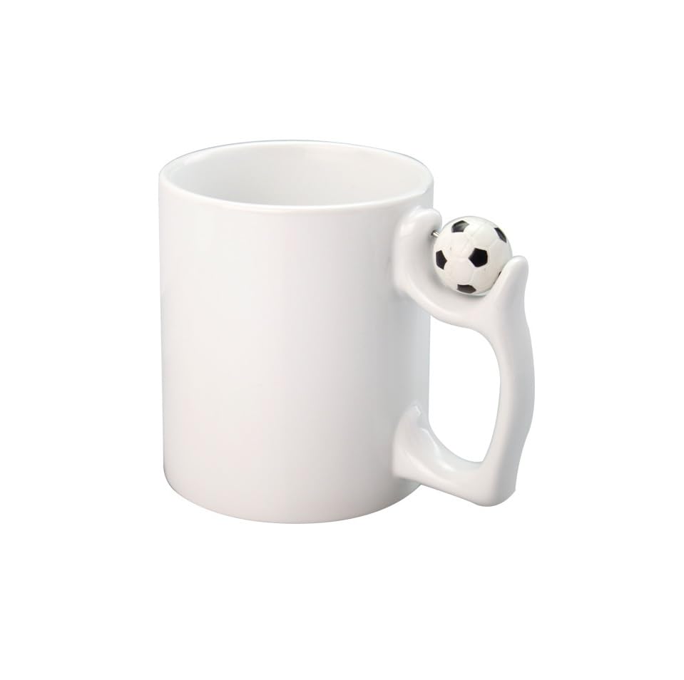 SCCFMM 3 Pack 11 oz Sublimation Blank Ceramic Coffee Mugs With Football Handle Beer Mugs Diy Heat Transfer Print Gift For Birthday Christmas Valentine's Day Anniversary Present Ideas