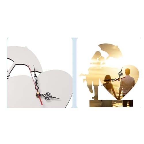 3 Pcs Sublimation Blank Wall Clock MDF Heart Shape Sublimation Print DIY Heat Transfer Wall Clocks Silent Non Ticking Battery Operated Decorative for Home Kitchen Office Hotel