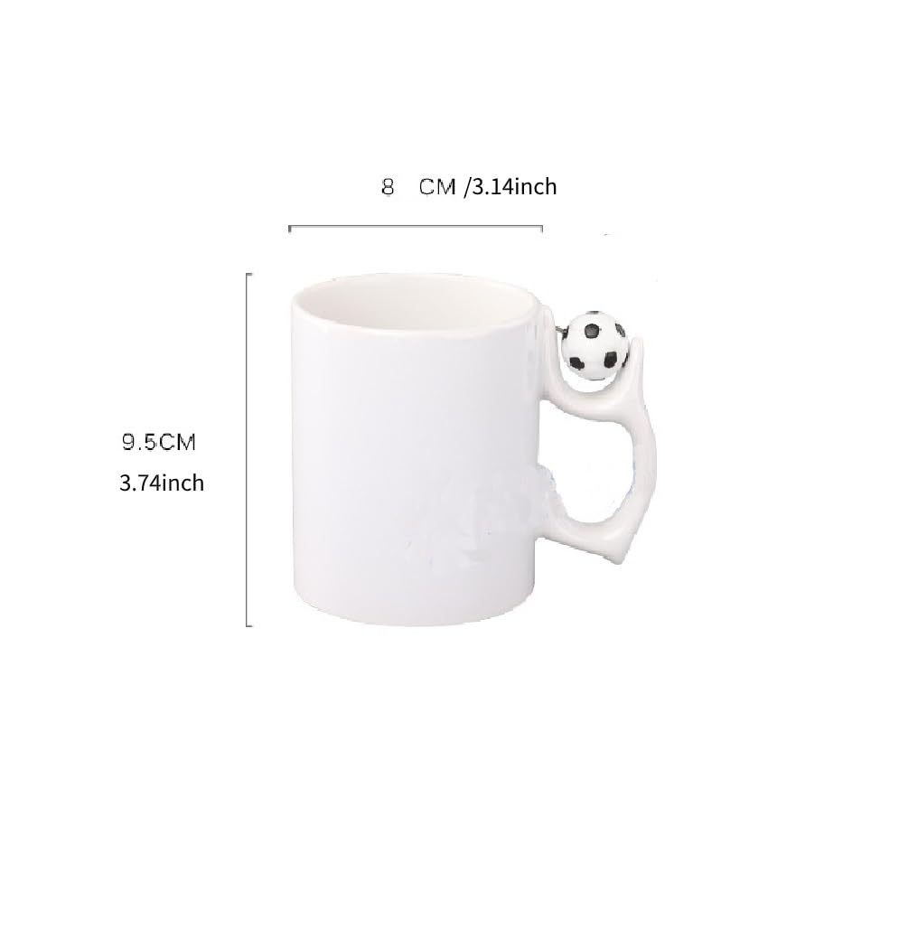 SCCFMM 3 Pack 11 oz Sublimation Blank Ceramic Coffee Mugs With Football Handle Beer Mugs Diy Heat Transfer Print Gift For Birthday Christmas Valentine's Day Anniversary Present Ideas